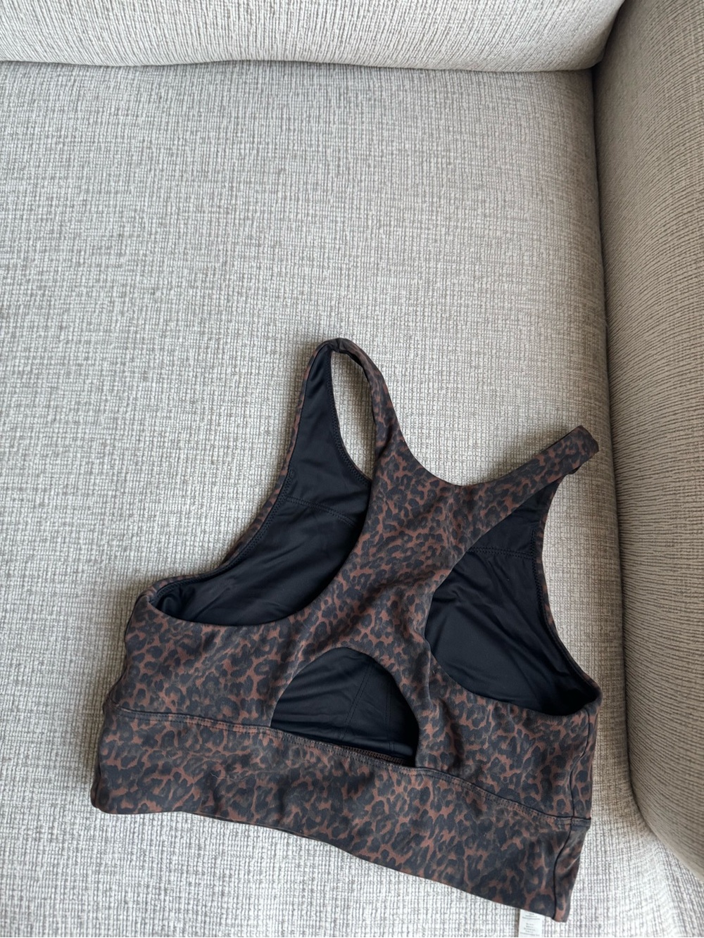 Varley Leopard-Print Racerback Sports Bra - Brown & Black - Picture 2 of 4